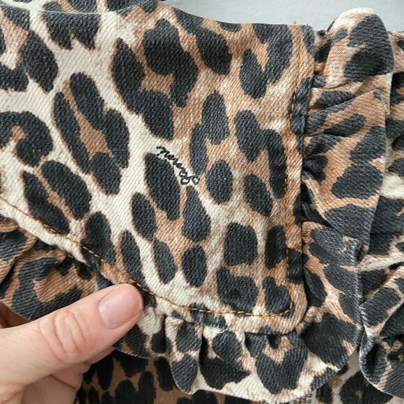 Ganni Leopard Print Midi Denim Dress 38 - Picture 11 of 13